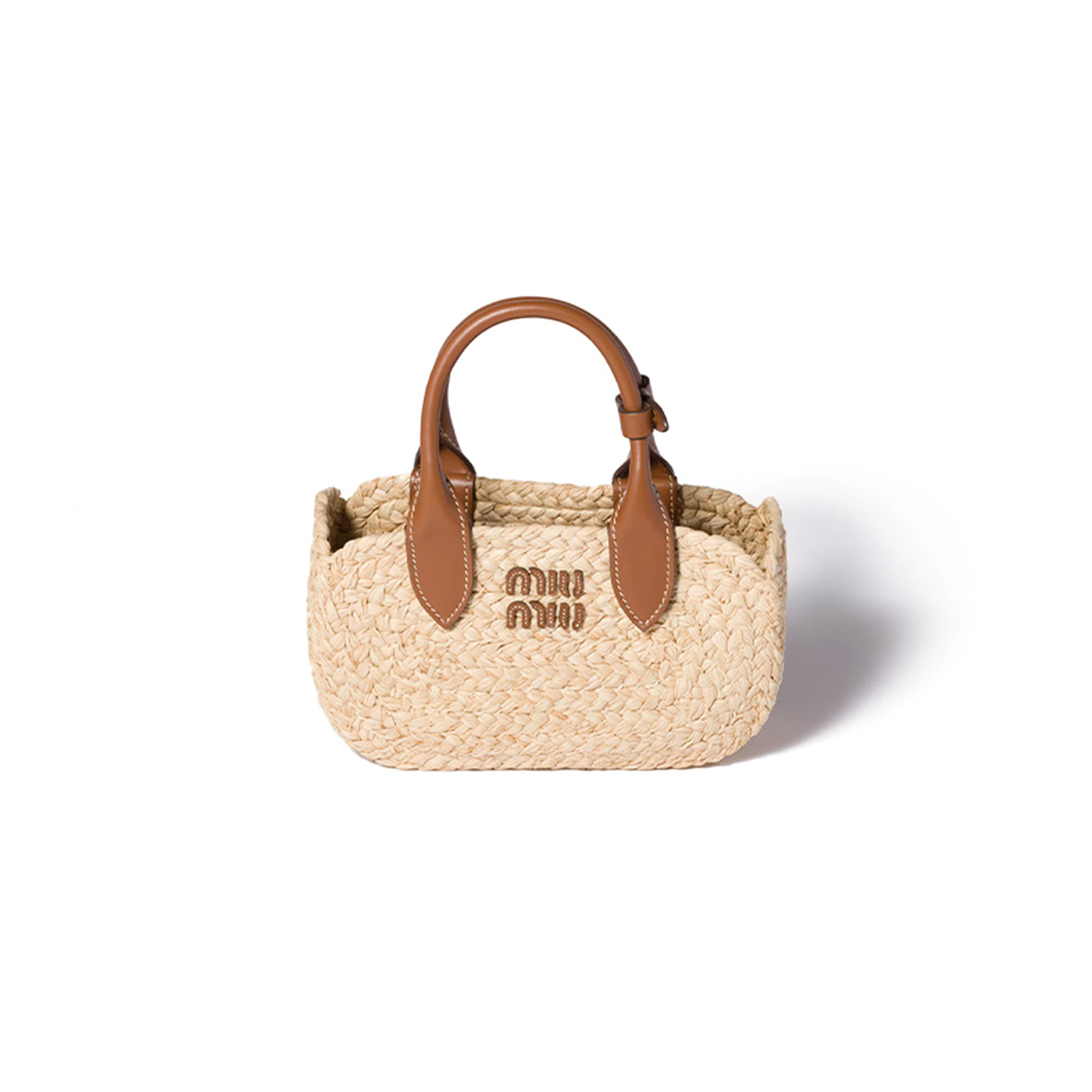 MIU MIU WOMEN'S METALLIC RAFFIA HANDBAG 5BA313 (21*12*7.5cm)